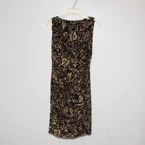Lauren Ralph Lauren Brown Faux Wrap Dress